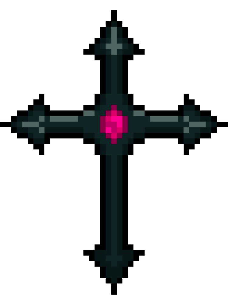 black cross with pink in the center